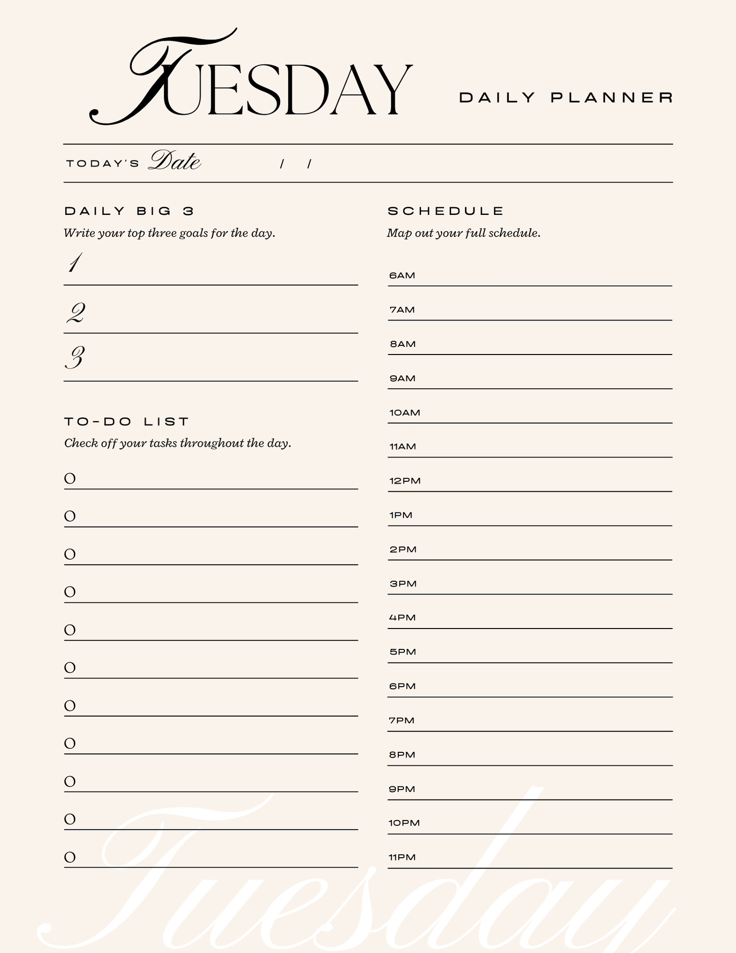 Digital Personal Weekly Planner 2025